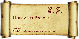 Miatovics Patrik névjegykártya