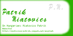 patrik miatovics business card